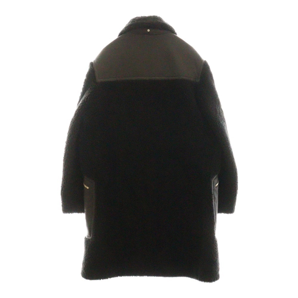 HERMES(エルメス) 23AW ジップアップ レザー ムートン ダッフルコート ブラック