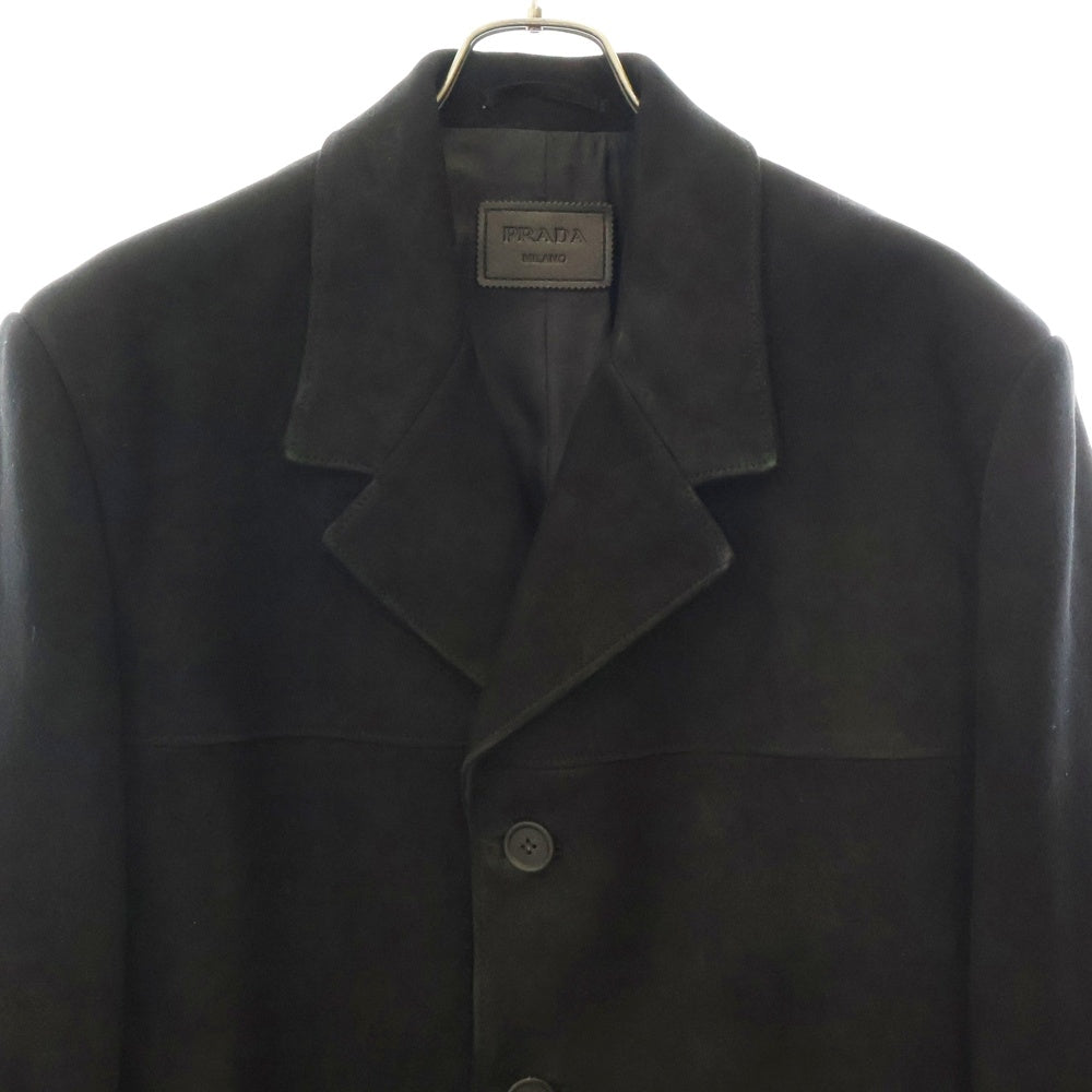 PRADA(プラダ) 23AW ヌバック レザー チェスターコート ブラック UPS613 S232 1V97