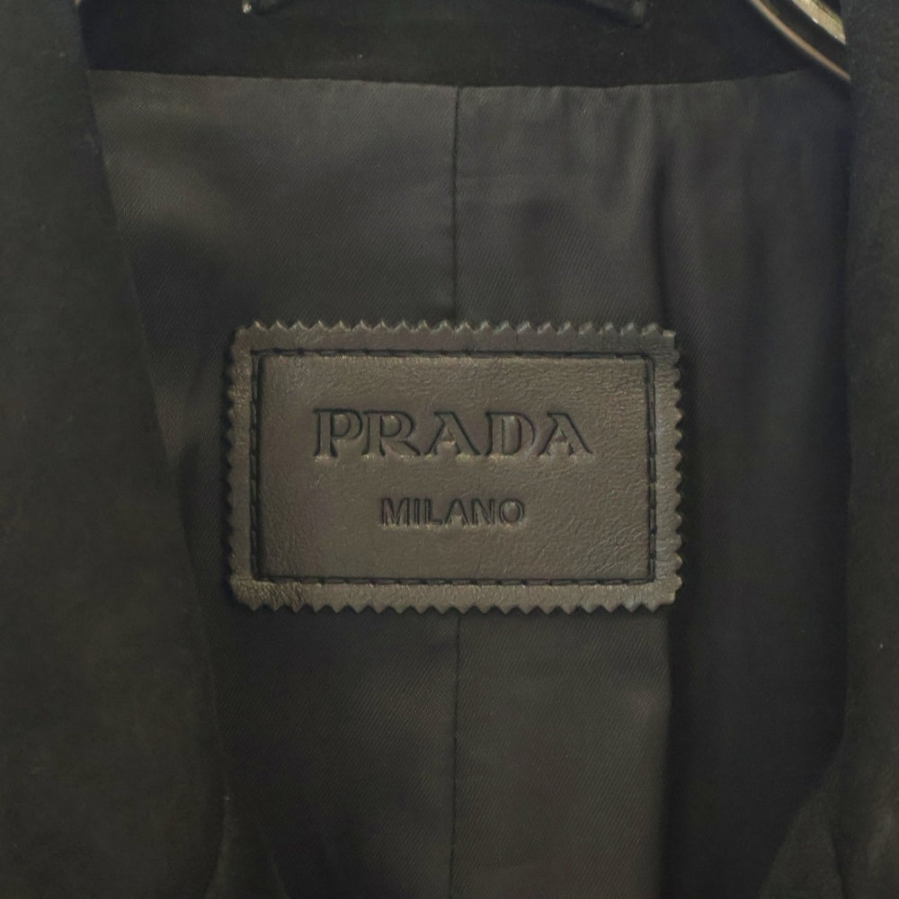 PRADA(プラダ) 23AW ヌバック レザー チェスターコート ブラック UPS613 S232 1V97