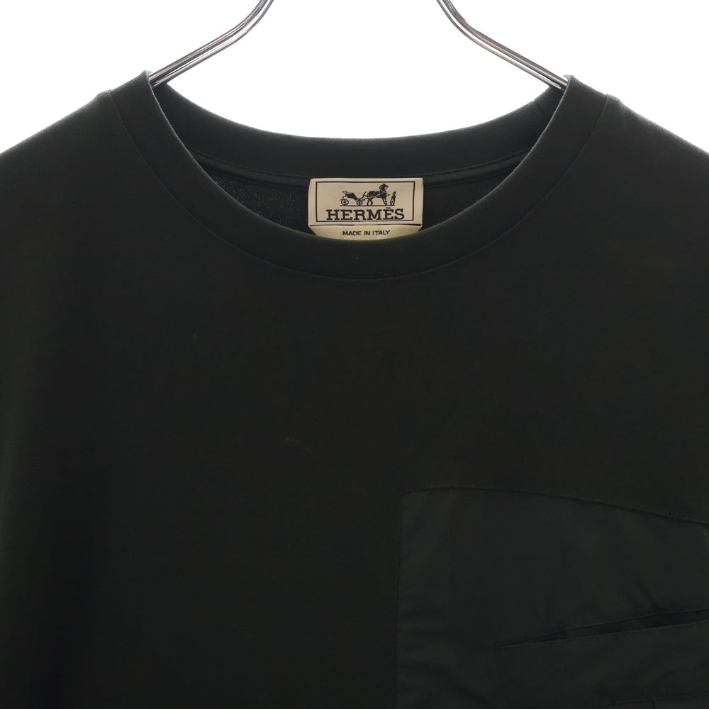 HERMES(エルメス) ナイロン切り替え クルーネック 半袖Tシャツカットソー カーキ