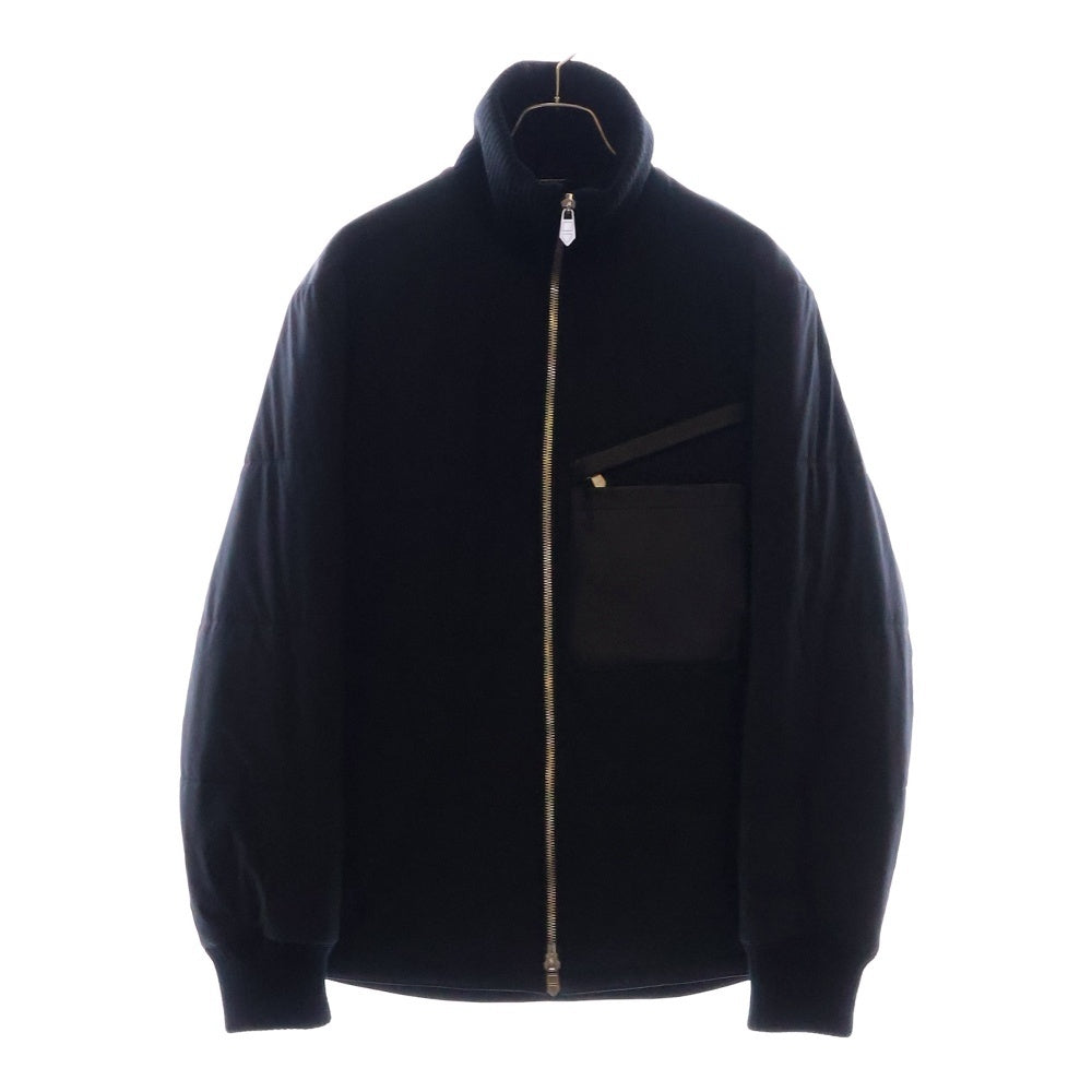 HERMES(エルメス) レザーパッチ ナイロン 中綿 パファージャケット ブラック