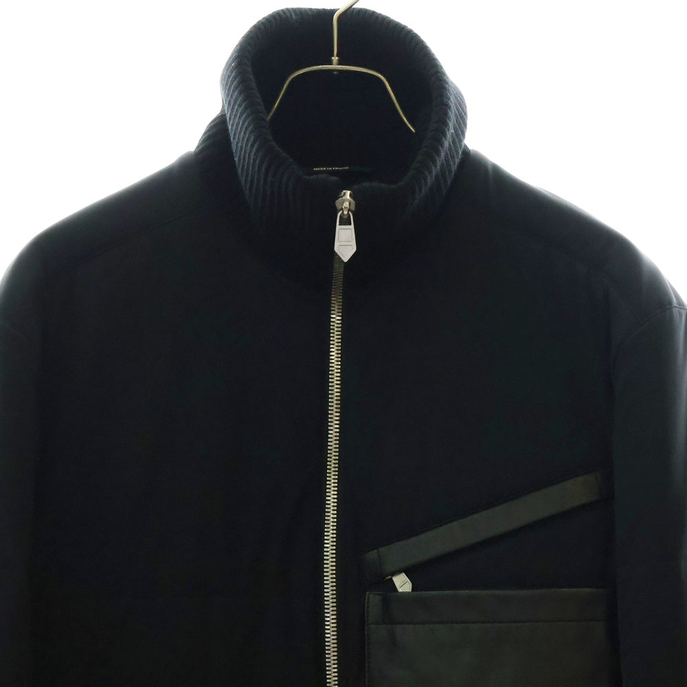 HERMES(エルメス) レザーパッチ ナイロン 中綿 パファージャケット ブラック