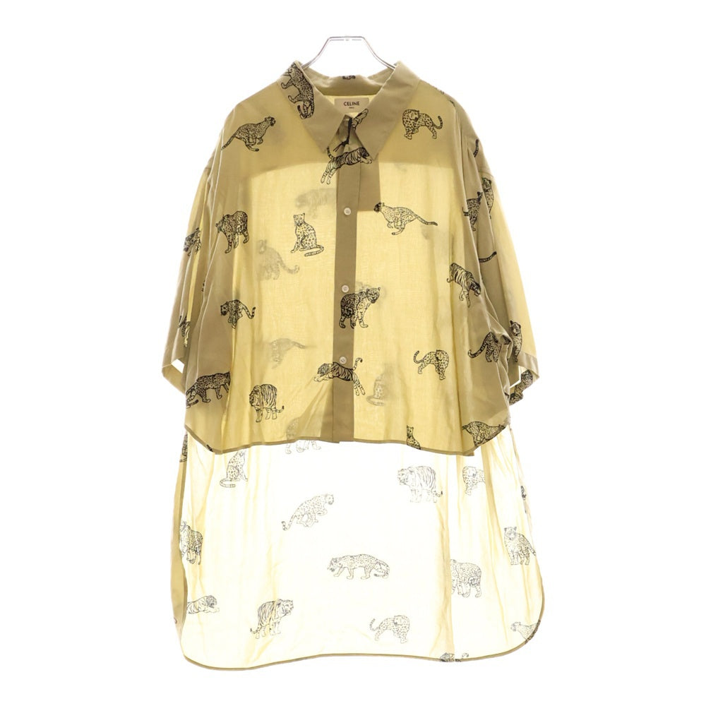 CELINE(セリーヌ) 21AW フィーラインプリントテイルコート半袖シャツ ベージュ 2C708362Q