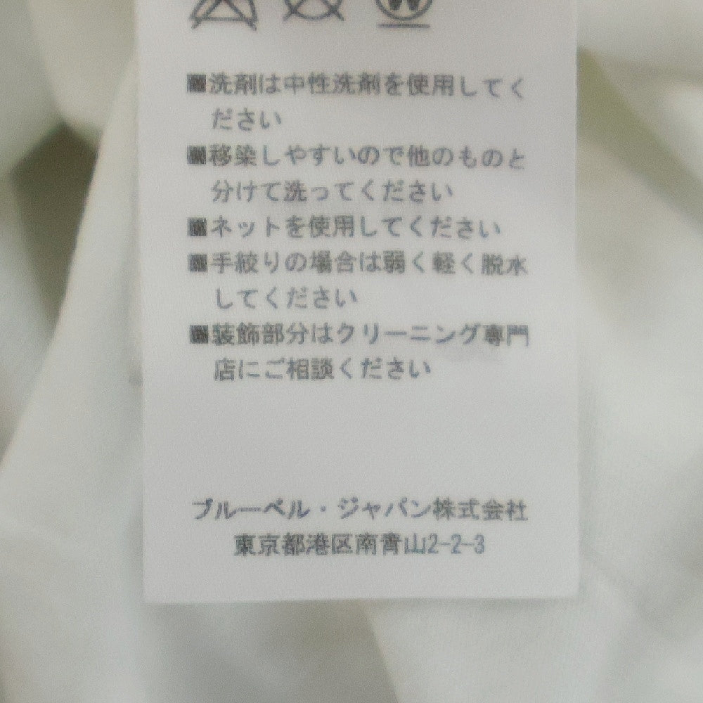 BALMAIN(バルマン) ショルダーボタン装飾 ロゴプリント クルーネック 半袖Tシャツカットソー ホワイト 108564 326I レディース