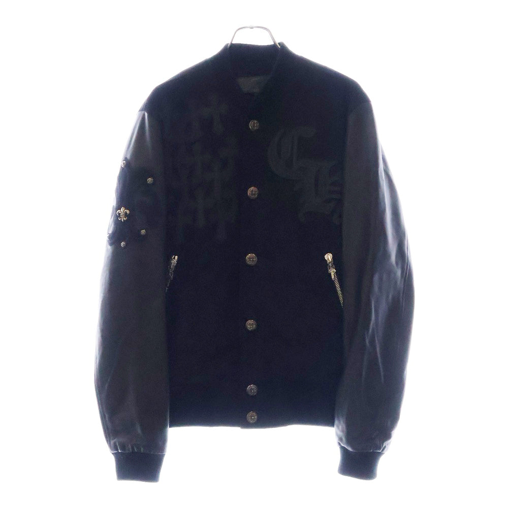 CHROME HEARTS(クロムハーツ) LETTERMAN レターマン CHマルチレザーパッチレザースリーブブルゾン ジャケット ブラック/シルバー
