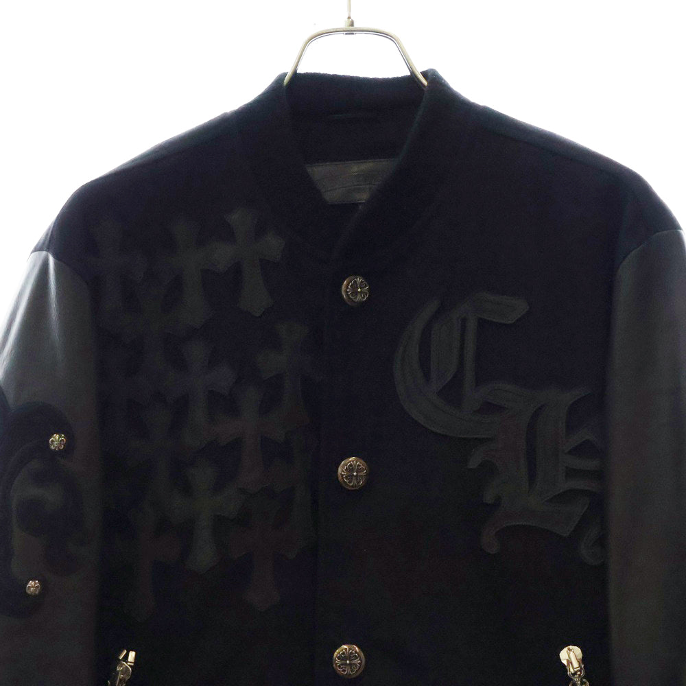 CHROME HEARTS(クロムハーツ) LETTERMAN レターマン CHマルチレザーパッチレザースリーブブルゾン ジャケット ブラック/シルバー