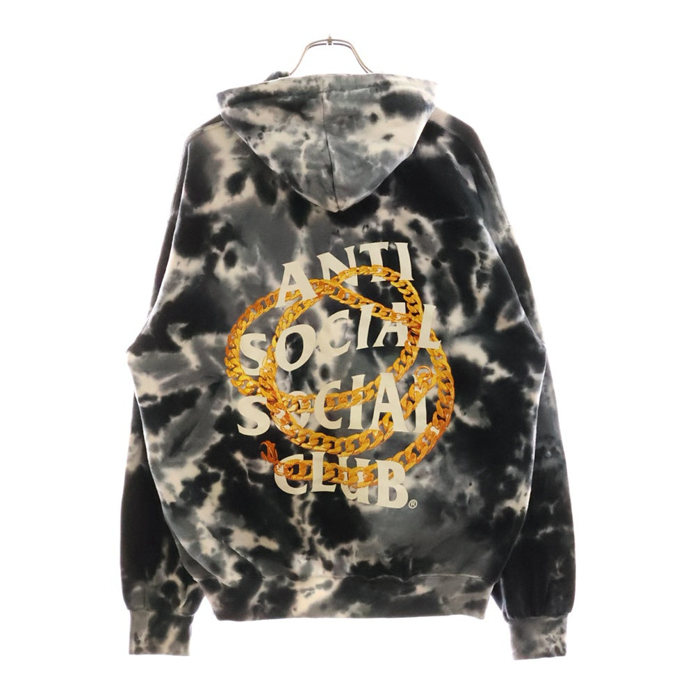 ANTI SOCIAL SOCIAL CLUB(アンチソーシャルソーシャルクラブ) タイダイ ロゴプリント スウェット プルオーバーパーカー ブラック/ホワイト