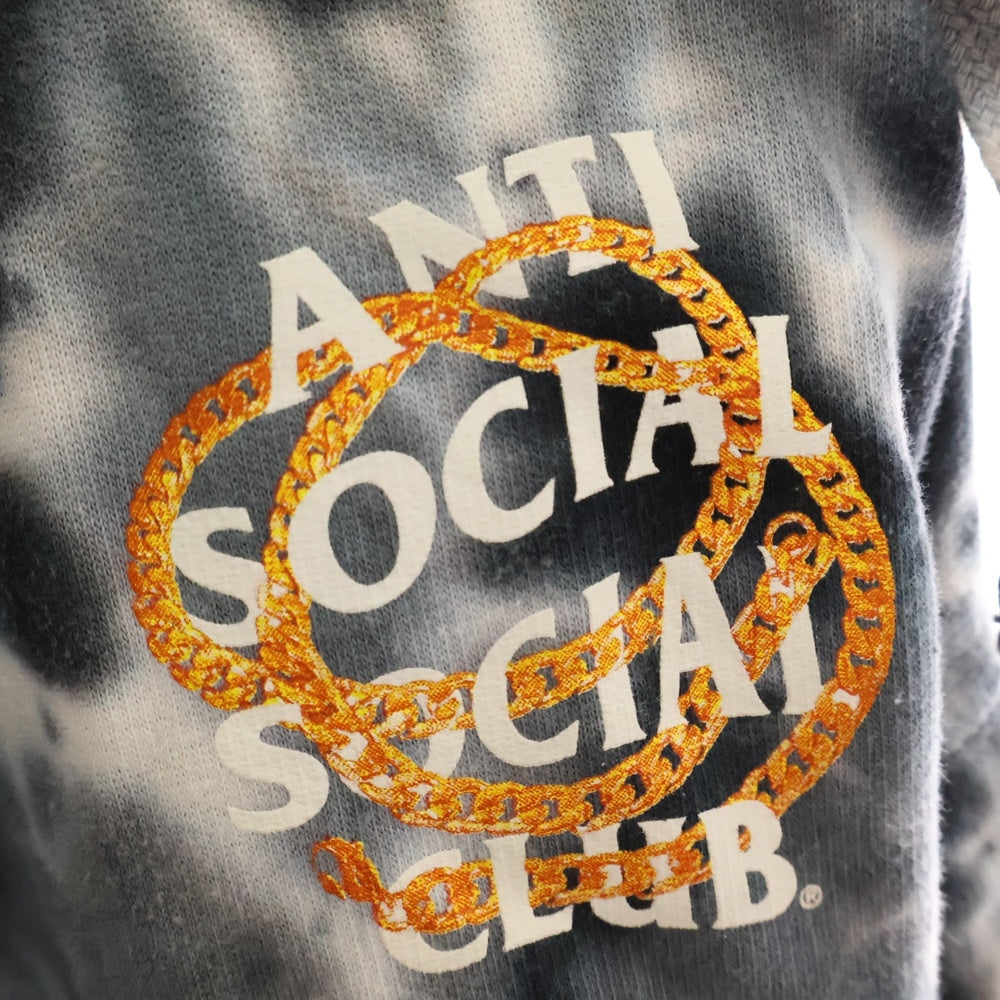 ANTI SOCIAL SOCIAL CLUB(アンチソーシャルソーシャルクラブ) タイダイ ロゴプリント スウェット プルオーバーパーカー ブラック/ホワイト