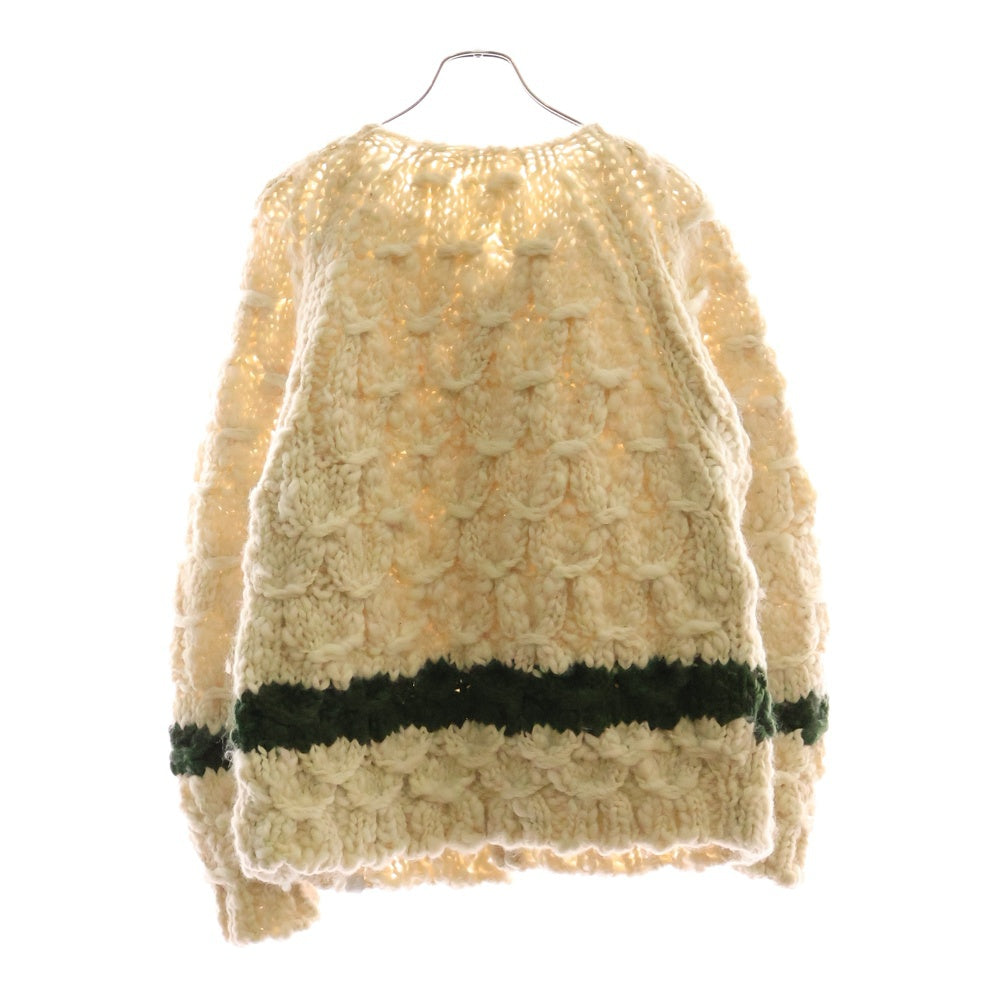 BEDWIN & THE HEARTBREAKERS(ベドウィンアンドザハートブレーカーズ) L/S HAND KNITTED CARDIGAN JAGO ペルーニットカーディガン アイボリー/グリーン