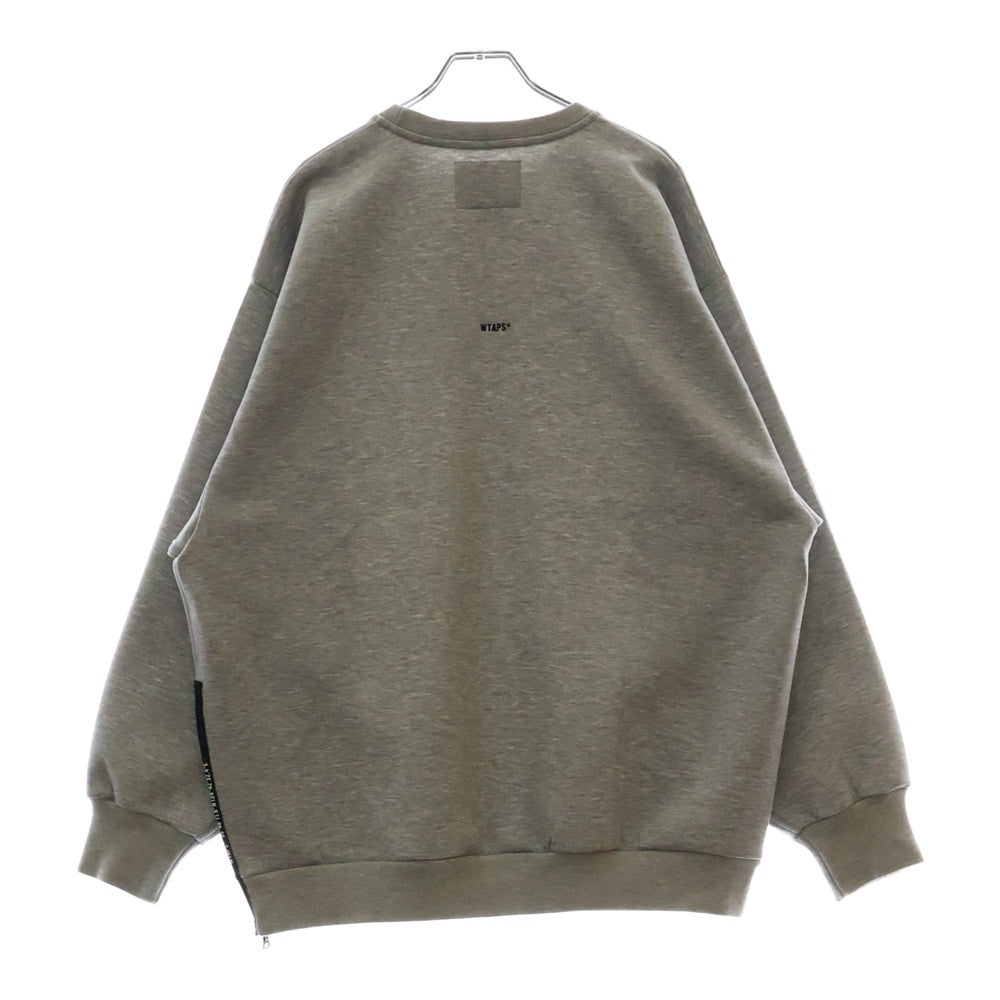 WTAPS(ダブルタップス) 23SS WOUND SWEATER RAPO. SIGN サイドジップ クルーネックスウェットトレーナー グレー 23SS 231ATDT-CSM07