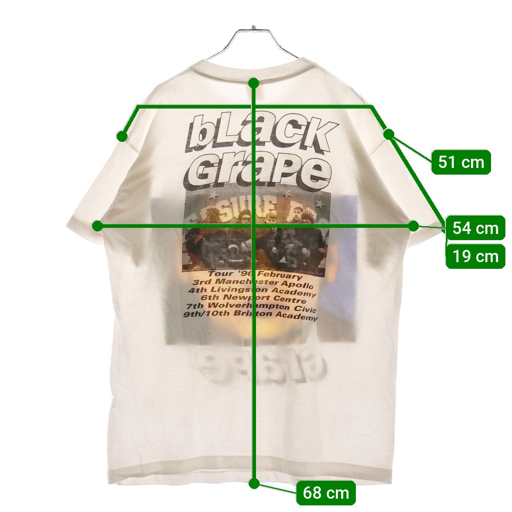 VINTAGE(ヴィンテージ) 90s VINTAGE BLACK GRAPE ヴィンテージ ブラック グレープ 両面プリント クルーネック 半袖Tシャツ カットソー ホワイト