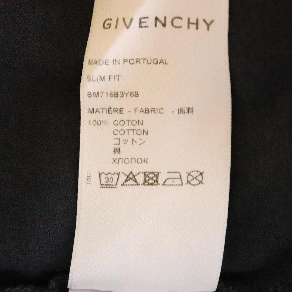 GIVENCHY(ジバンシィ) 4Gロゴ刺繍 クルーネック 半袖Tシャツ カットソー ブラック BM716B3Y6B
