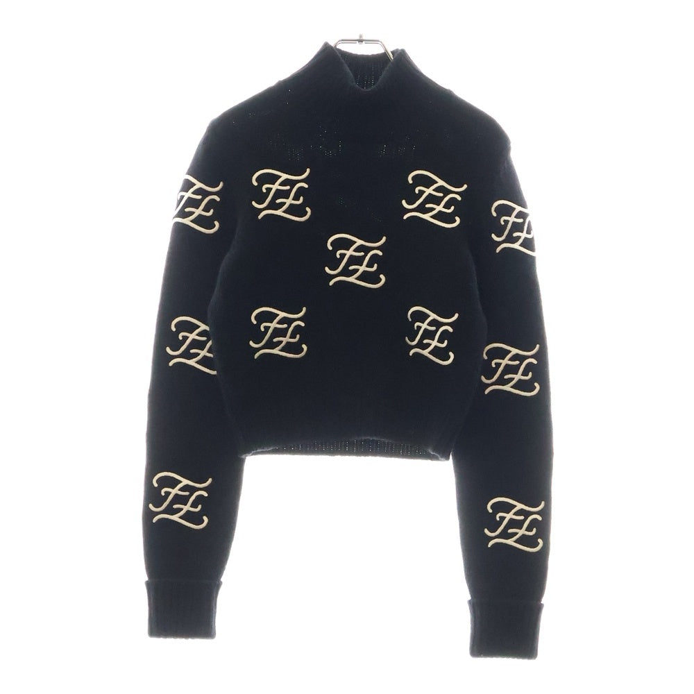 FENDI(フェンディ) FF刺繍 カリグラフィ ウール ハイネック ニット セーター ブラック レディース FZY891 AA5B