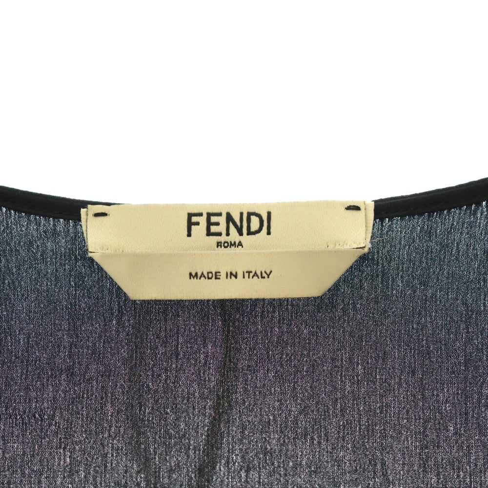 FENDI(フェンディ) パール装飾 ノースリーブ シルク ワンピース ブラック レディース FD9523 02R