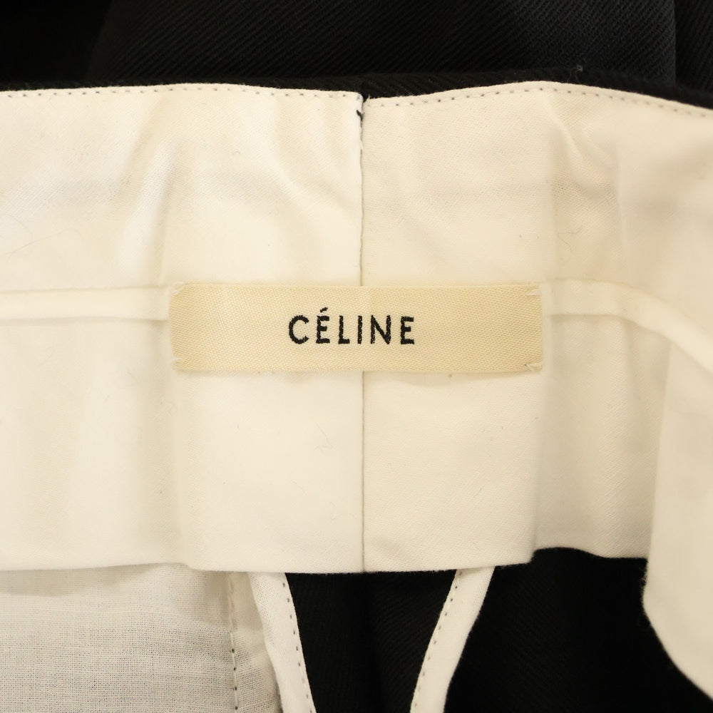 CELINE(セリーヌ) フィービー期 ウール 裾デザイン ジップフライ スラックスパンツ ブラック レディース 1M17/5945