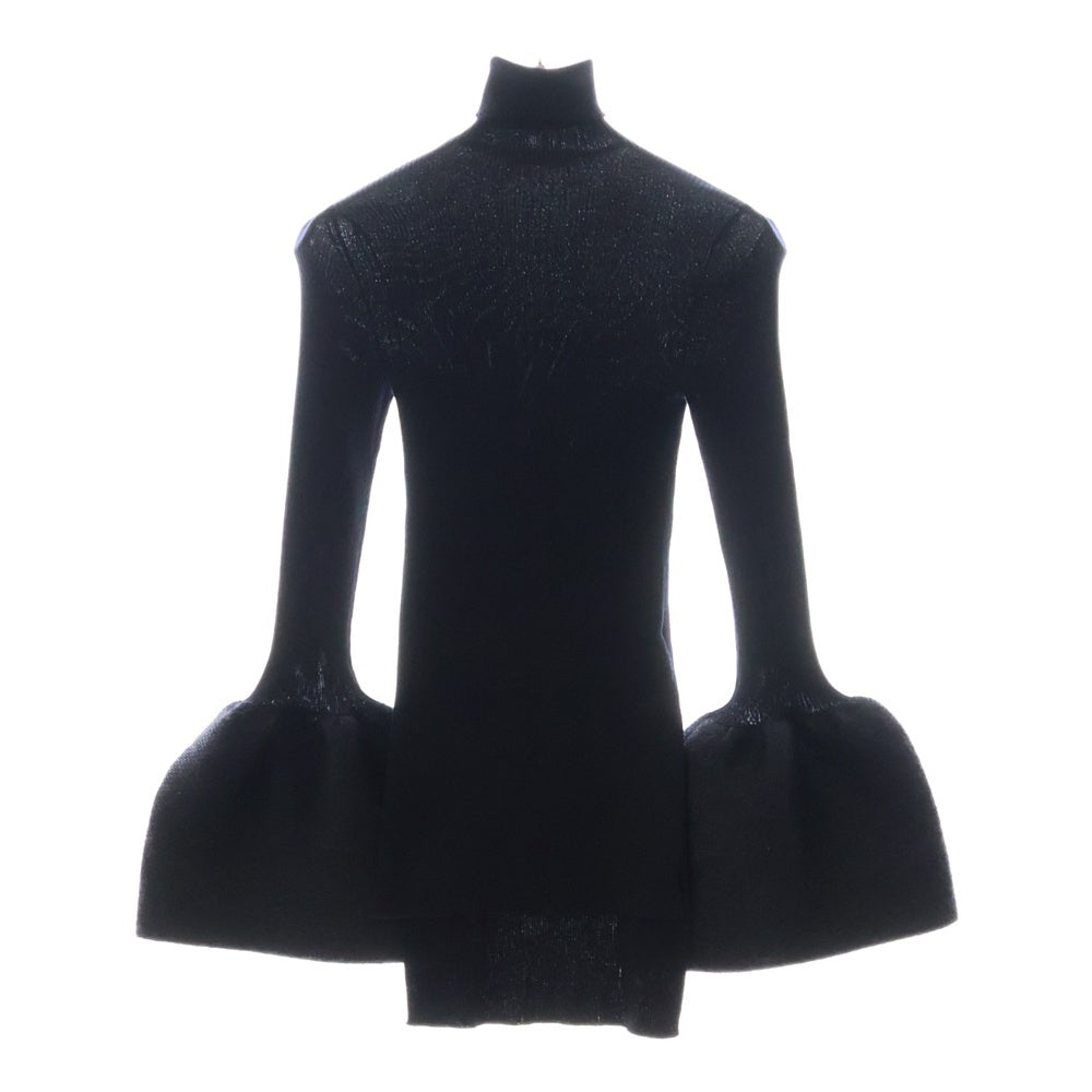 CELINE(セリーヌ) フィービー期 ベルスリーブ カシミヤ混 リブ タートルネック ニット セーター ネイビー レディース 3BR2/6586