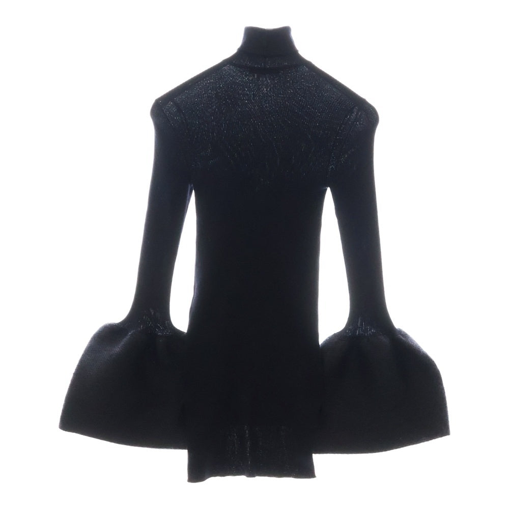 CELINE(セリーヌ) フィービー期 ベルスリーブ カシミヤ混 リブ タートルネック ニット セーター ネイビー レディース 3BR2/6586