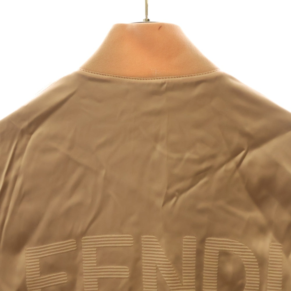 FENDI(フェンディ) ロゴ刺繍 サテン ジップアップ ジャケット ブルゾン ピンク レディース FAJ097 AERP