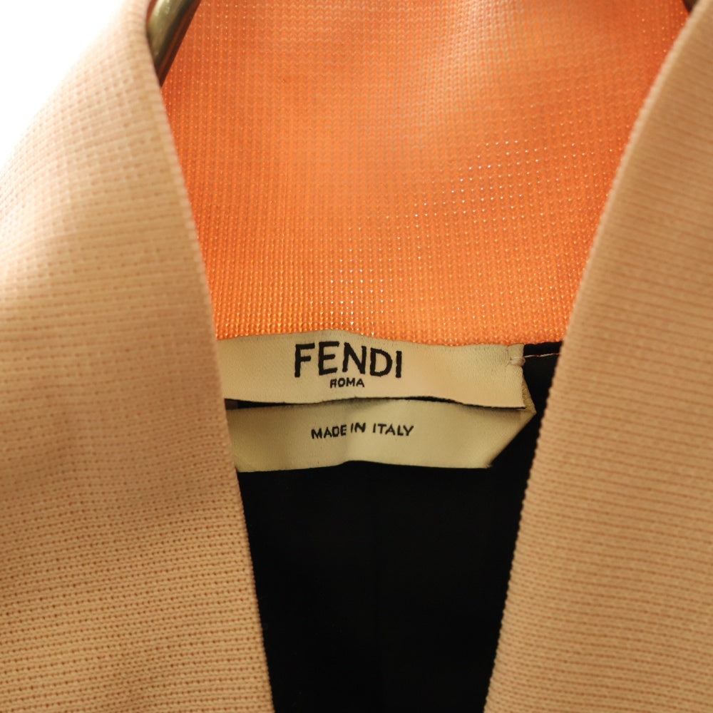 FENDI(フェンディ) ロゴ刺繍 サテン ジップアップ ジャケット ブルゾン ピンク レディース FAJ097 AERP