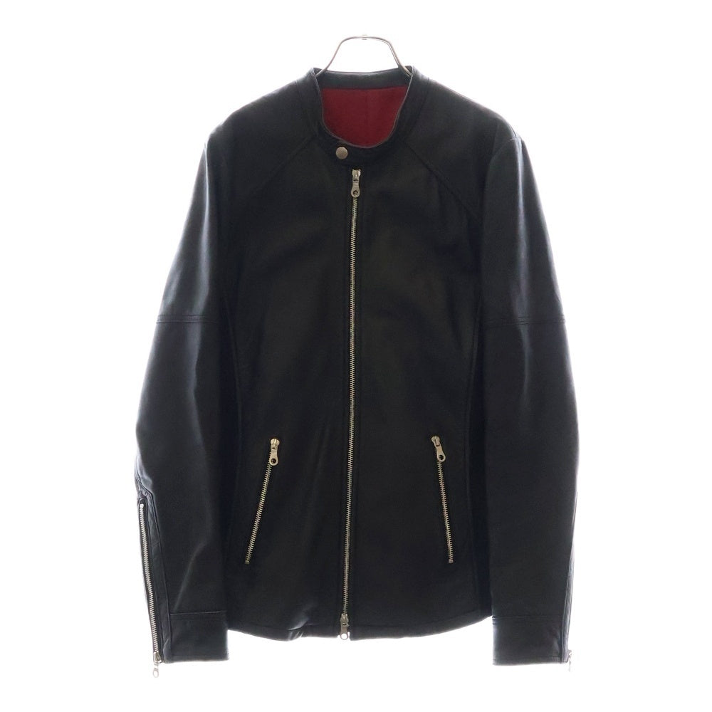 NO ID.(ノーアイディ) ラムスキン シングル ライダースジャケット ブラック 838030-666L