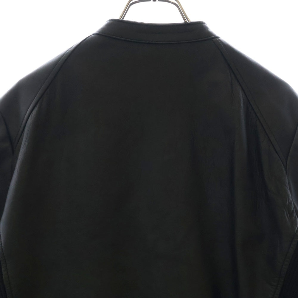 NO ID.(ノーアイディ) ラムスキン シングル ライダースジャケット ブラック 838030-666L