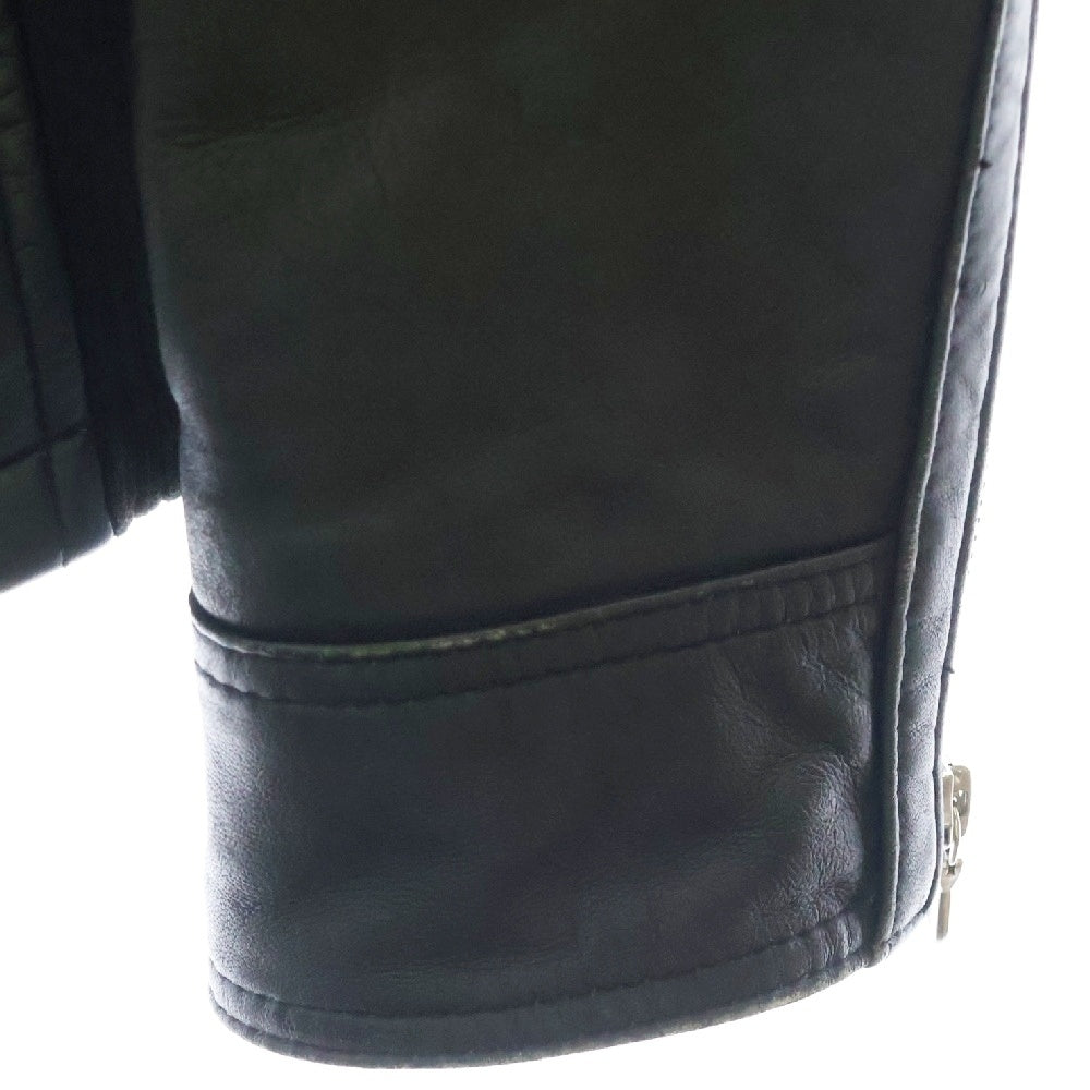 NO ID.(ノーアイディ) ラムスキン シングル ライダースジャケット ブラック 838030-666L