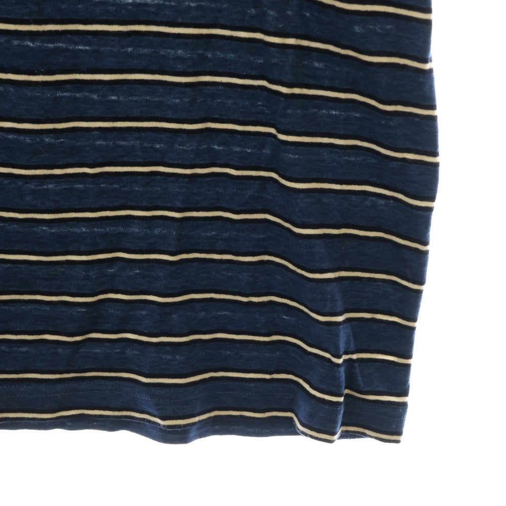 DIOR(ディオール) フロント ロゴプリント ボーダー クルーネック 半袖Tシャツ カットソー ブルー 493J671B0938