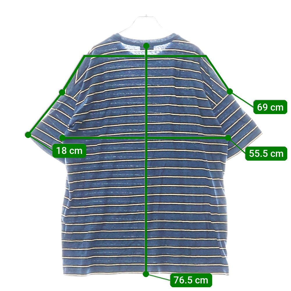 DIOR(ディオール) フロント ロゴプリント ボーダー クルーネック 半袖Tシャツ カットソー ブルー 493J671B0938