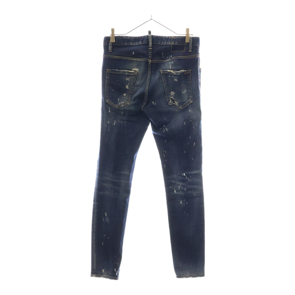 DSQUARED2(ディースクエアード) 22AW SUPER TWINKY JEAN スーパートゥインキージーン ダメージ クラッシュ加工 ボタンフライ デニムパンツ インディゴ S74LB1192