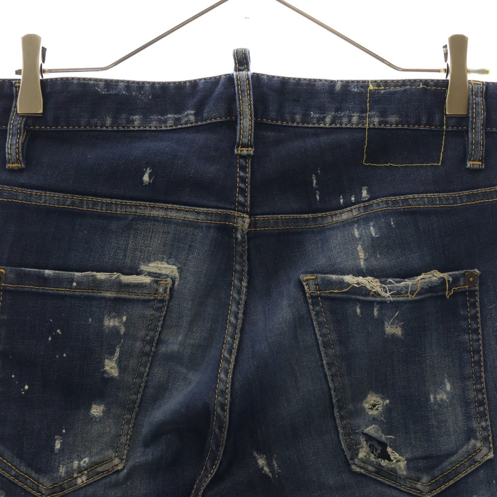 DSQUARED2(ディースクエアード) 22AW SUPER TWINKY JEAN スーパートゥインキージーン ダメージ クラッシュ加工 ボタンフライ デニムパンツ インディゴ S74LB1192
