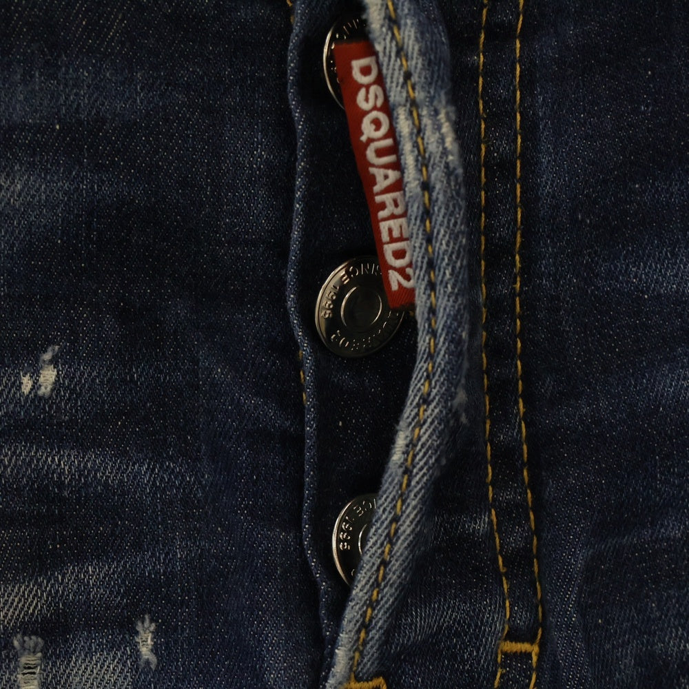 DSQUARED2(ディースクエアード) 22AW SUPER TWINKY JEAN スーパートゥインキージーン ダメージ クラッシュ加工 ボタンフライ デニムパンツ インディゴ S74LB1192