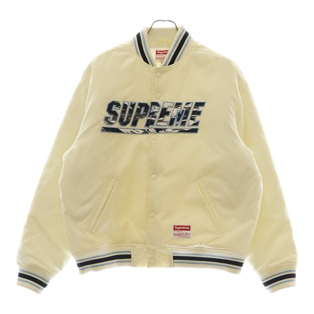 SUPREME(シュプリーム) 25SS ×Mitchell & Ness Camo Logo Varsity Jacket ミッチェル&ネス カモ ロゴ ナイロン バーシティ ジャケット ブルゾン ホワイト