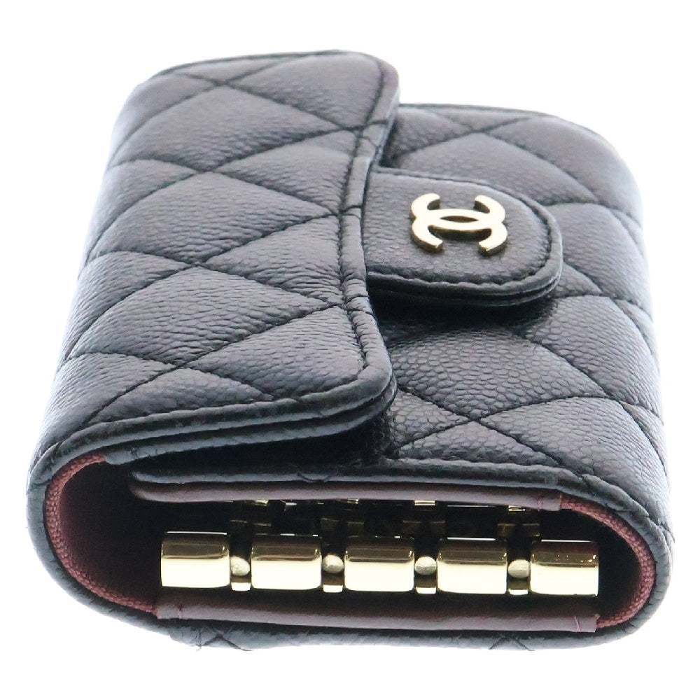 CHANEL(シャネル) マトラッセ キャビアスキン ココマーク 4連 キーケース ランダムシリアル ブラック レディース AP0222