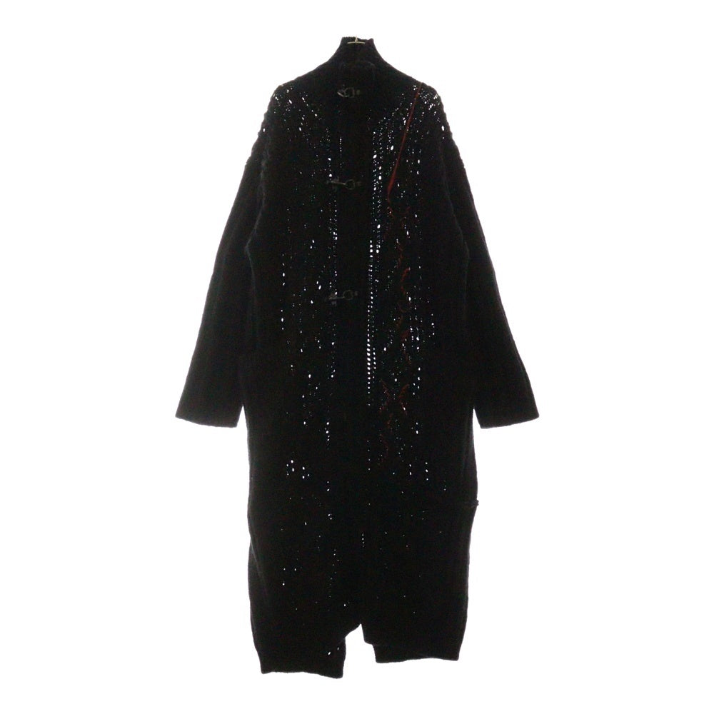 Yohji Yamamoto POUR HOMME(ヨウジヤマモト プールオム) 19AW LOOK21 マキシ丈ファイヤーマンニットコート ブラック/レッド HC-K78-184