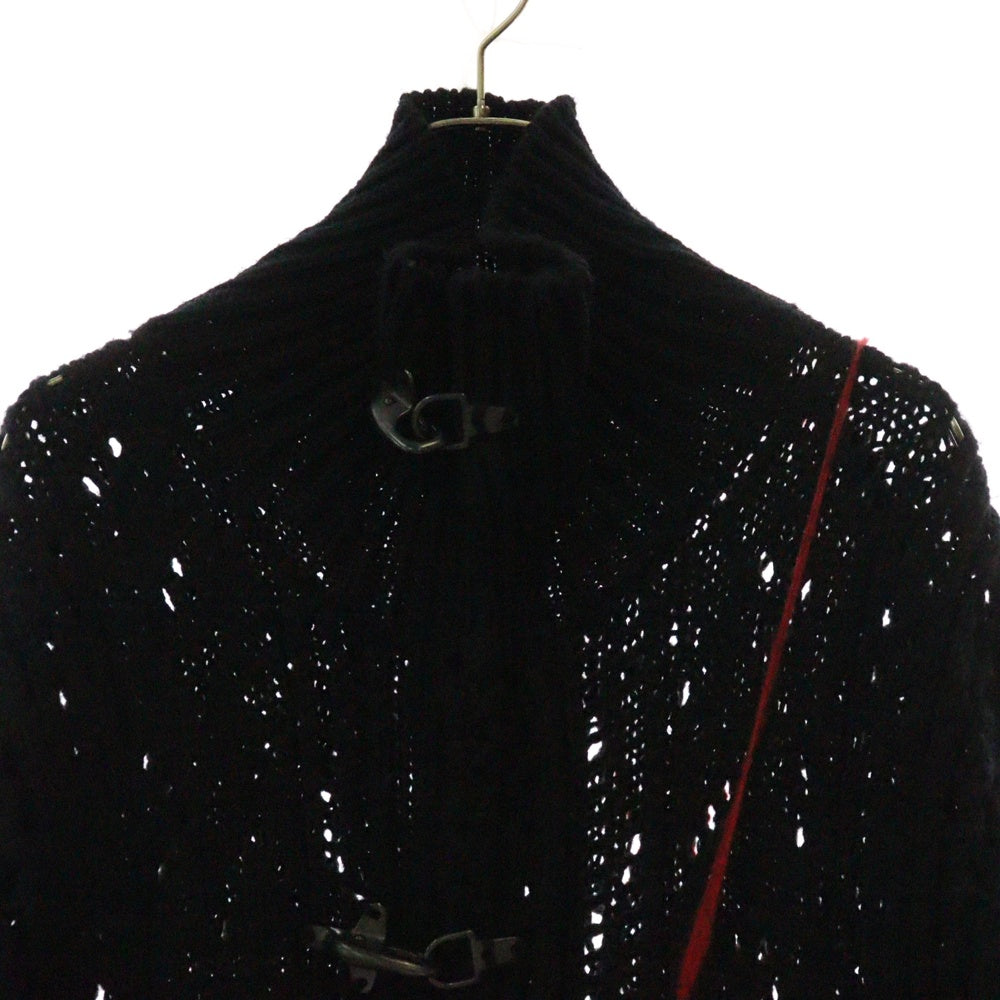 Yohji Yamamoto POUR HOMME(ヨウジヤマモト プールオム) 19AW LOOK21 マキシ丈ファイヤーマンニットコート ブラック/レッド HC-K78-184
