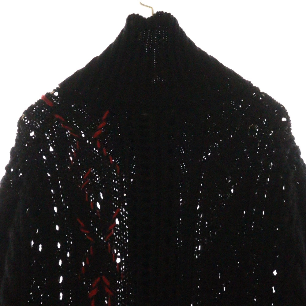 Yohji Yamamoto POUR HOMME(ヨウジヤマモト プールオム) 19AW LOOK21 マキシ丈ファイヤーマンニットコート ブラック/レッド HC-K78-184