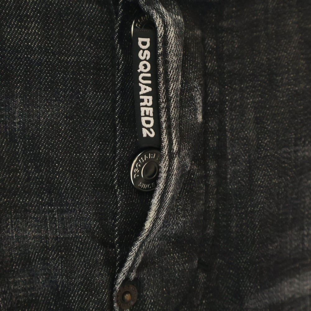 DSQUARED2(ディースクエアード) 21SS Sexy Twist Jean ペイント ダメージ加工 ストレッチ デニム スキニーパンツ ブラック S74LS1194 S30357