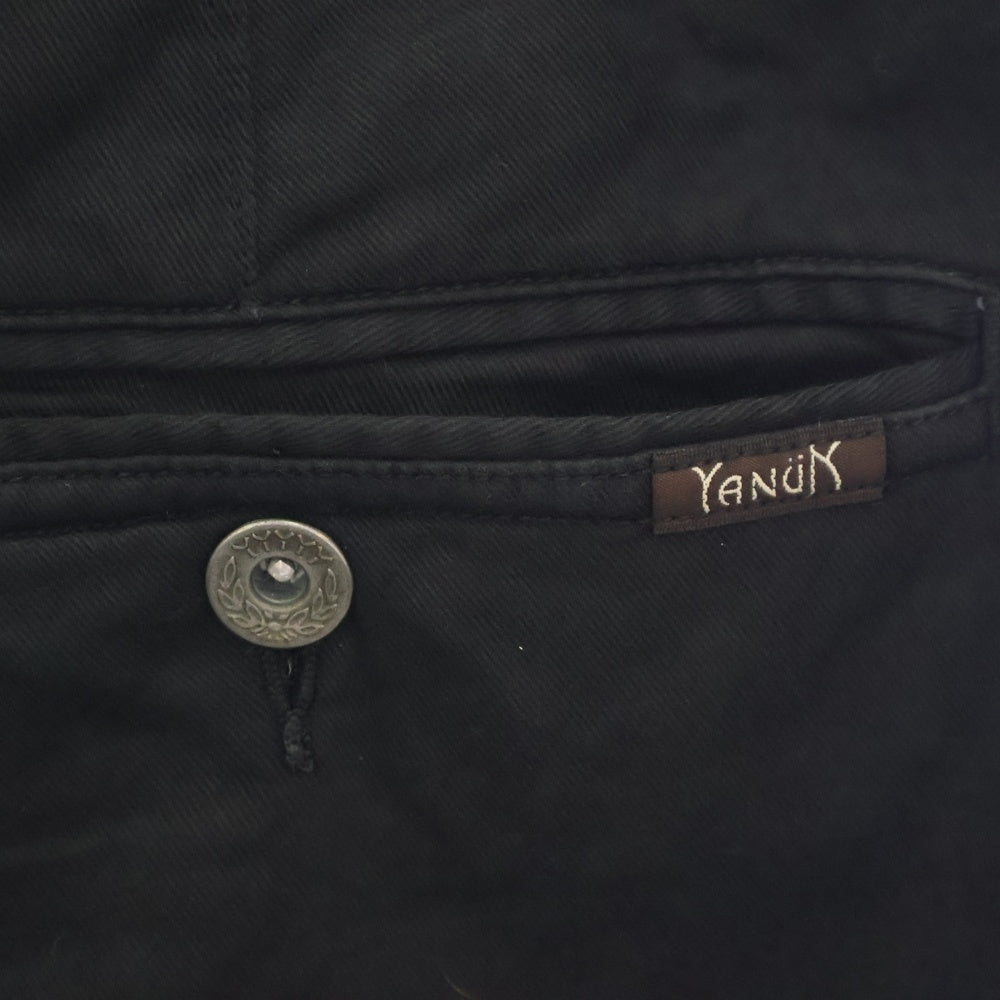 YANUK(ヤヌーク) LOUNGE TROUSERS DENIT ラウンジトラウザー デニット ストレッチ テーパード チノパンツ ブラック 57273005
