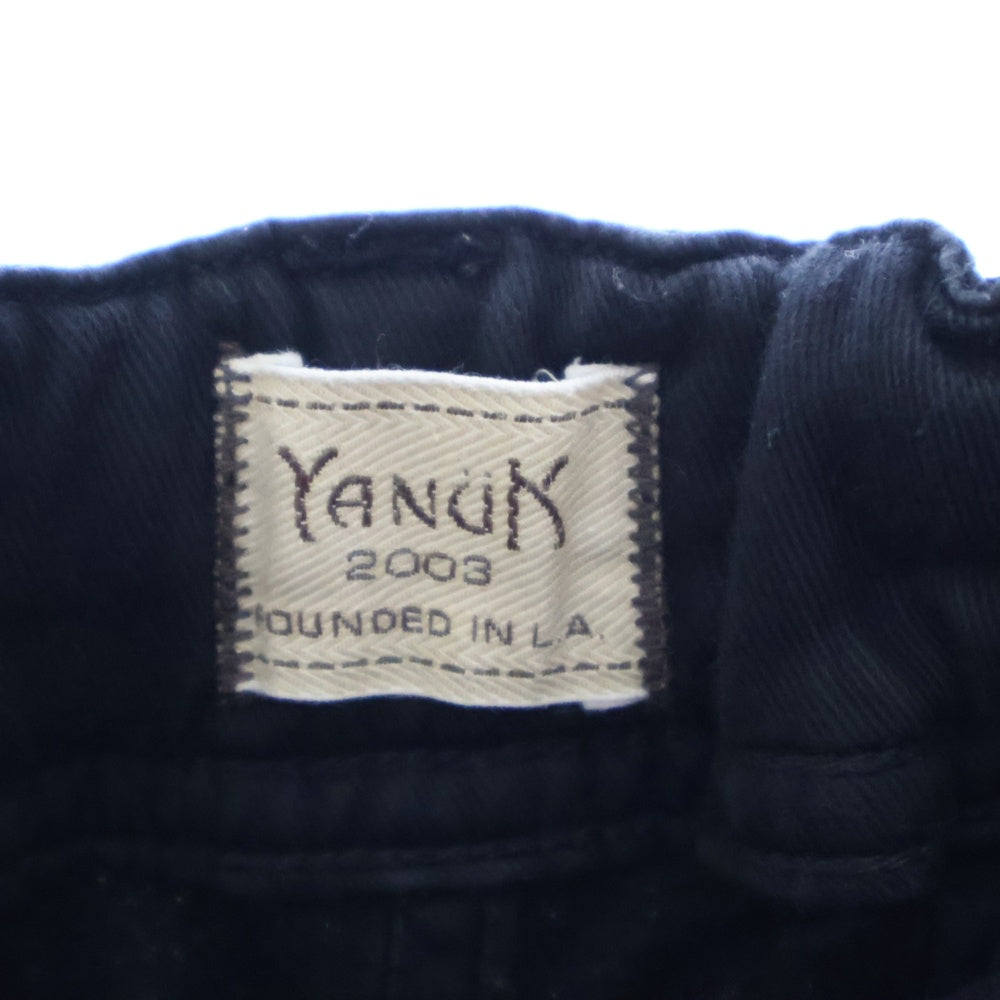 YANUK(ヤヌーク) LOUNGE TROUSERS DENIT ラウンジトラウザー デニット ストレッチ テーパード チノパンツ ブラック 57273005