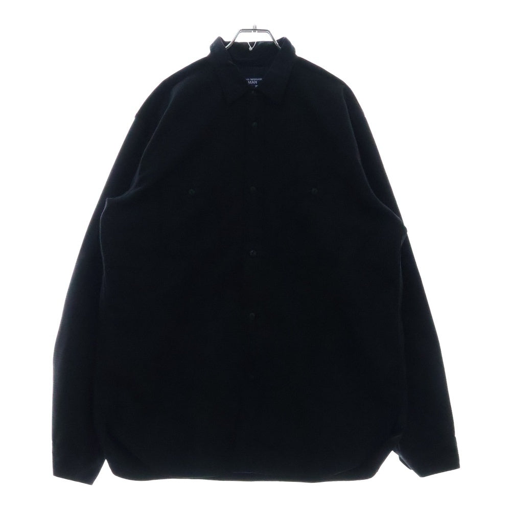JUNYA WATANABE COMME des GARCONS(ジュンヤワタナベ コムデギャルソン) 23AW コーデュロイ切替 レザーエルボーパッチ チェック 長袖シャツ ブラック WL-B025 AD2023