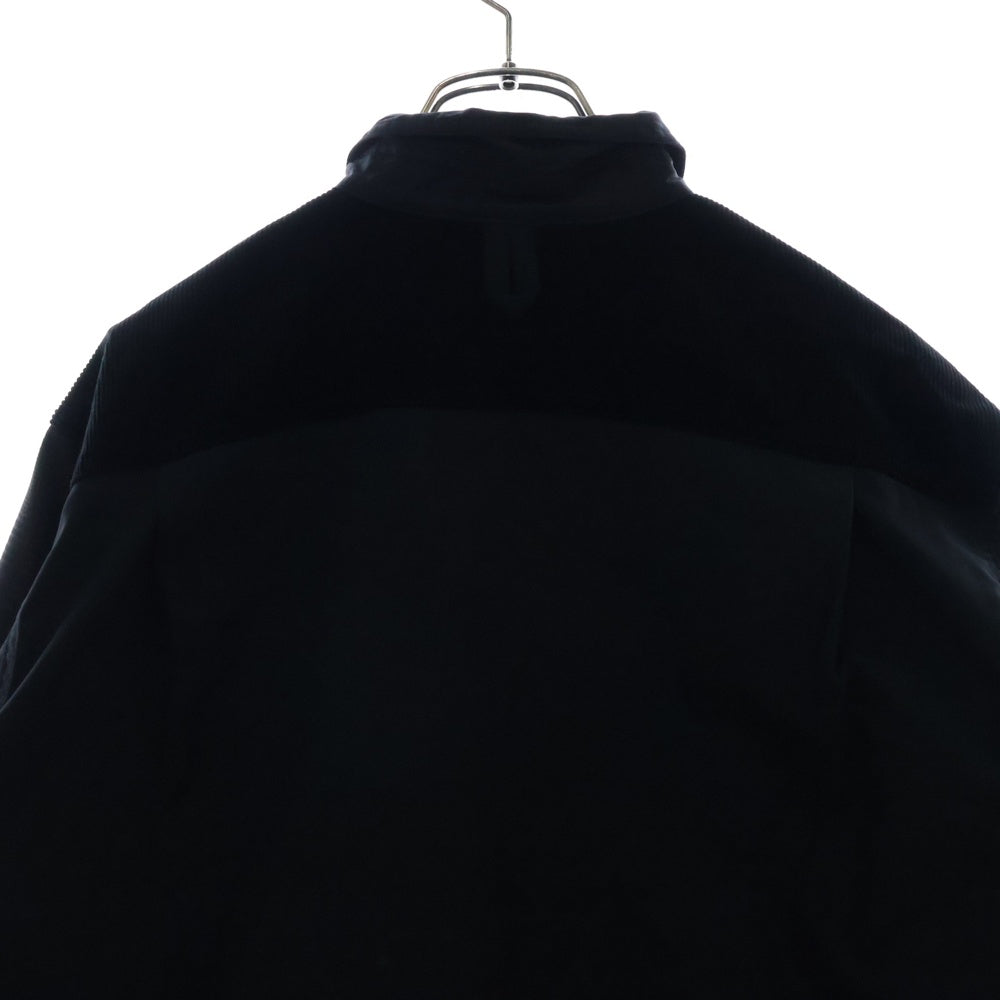 JUNYA WATANABE COMME des GARCONS(ジュンヤワタナベ コムデギャルソン) 23AW コーデュロイ切替 レザーエルボーパッチ チェック 長袖シャツ ブラック WL-B025 AD2023