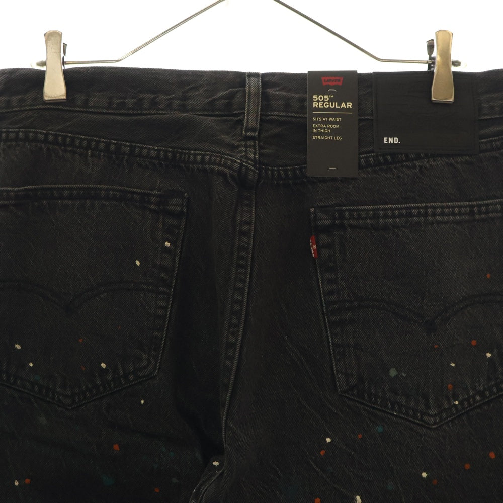 Levi's(リーバイス) ×END. 505 REGULAR SELVEDGE エンド レギュラー セルビッチ ジーンズ ペイント加工 デニムパンツ ブラック PC9-A0079-0001