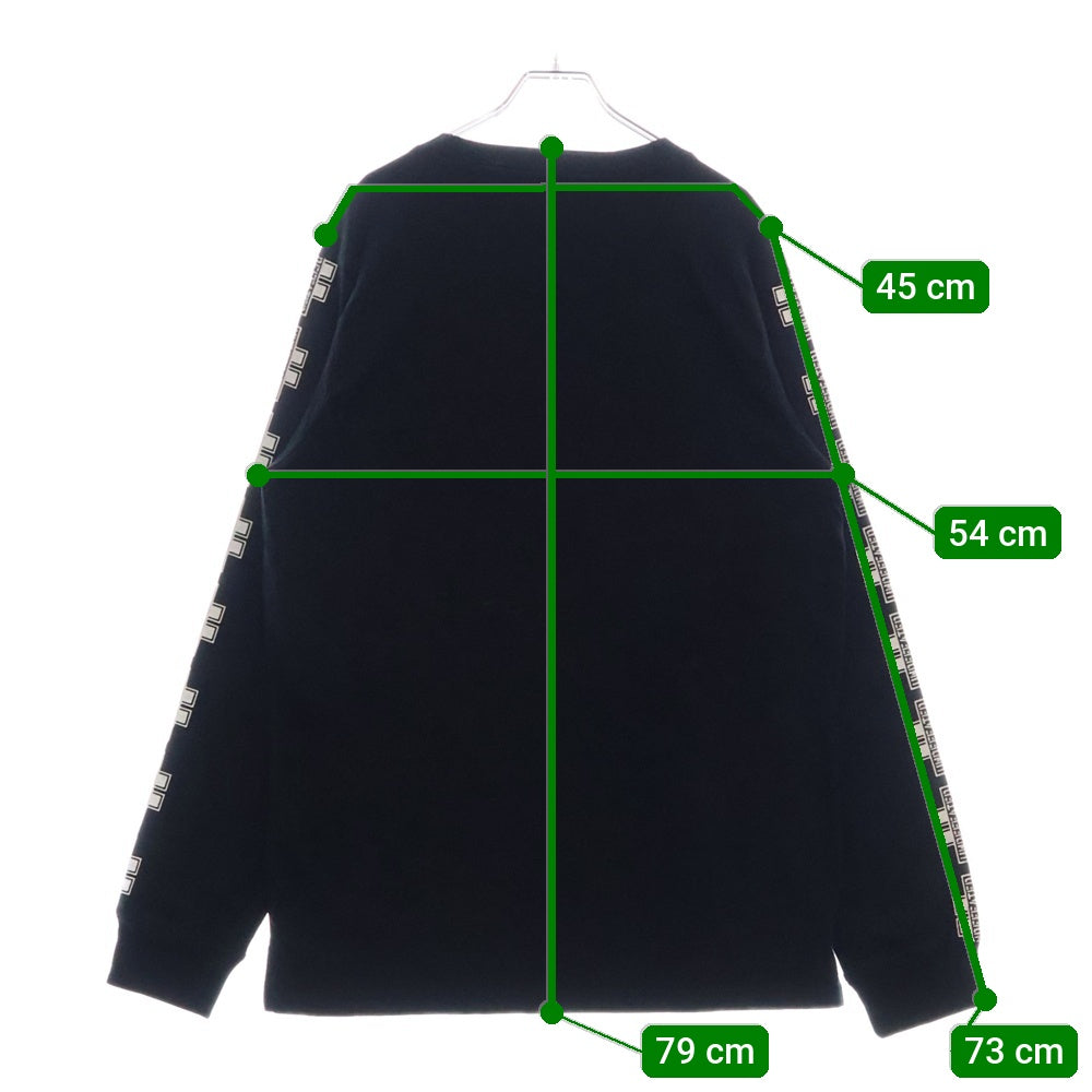 UNDEFEATED(アンディフィーテッド) スリーブロゴプリント ポケット付き クルーネック 長袖Tシャツ カットソー ブラック 514226