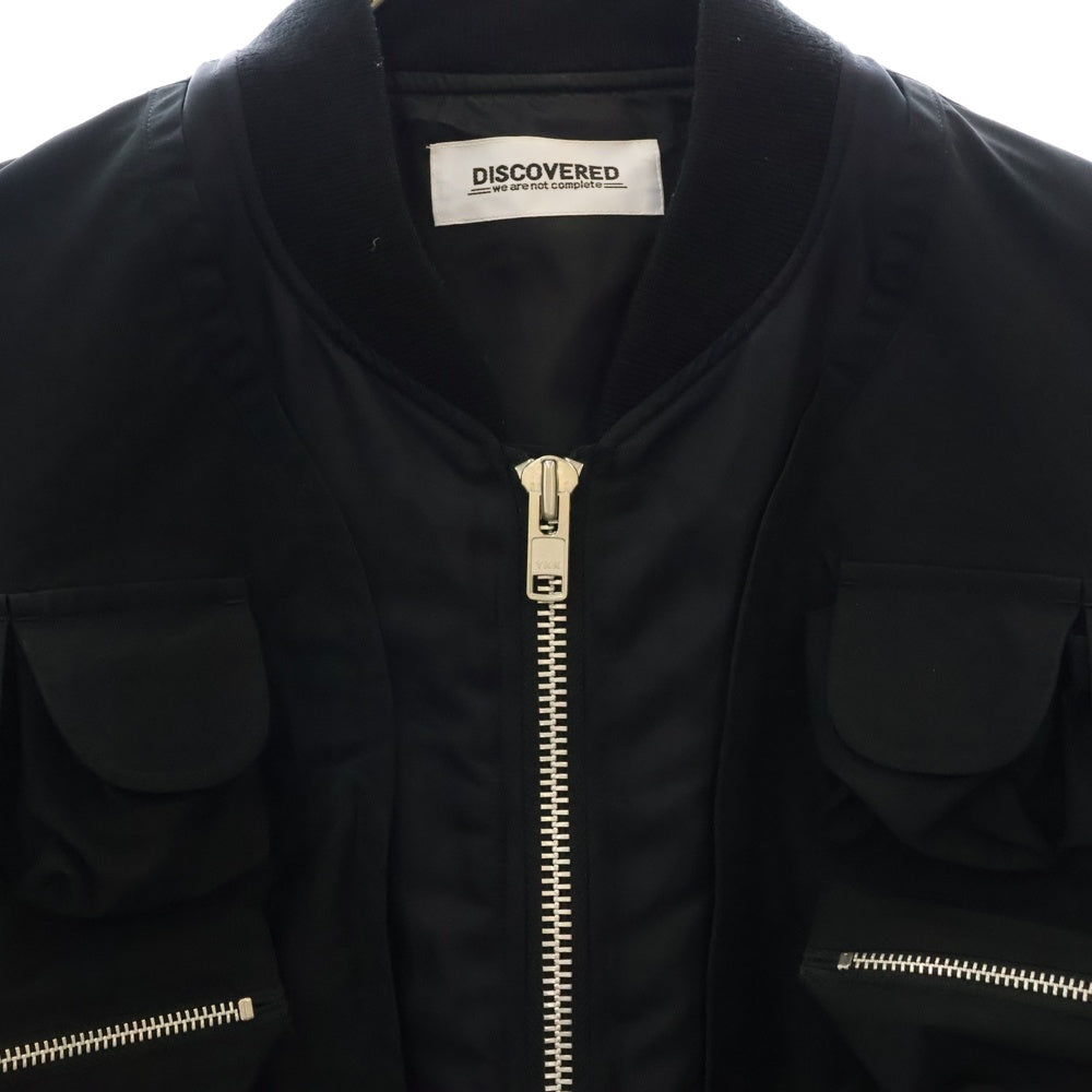 DISCOVERED(ディスカバード) 24SS MULTI POCKET OVERSIZED JACKET MA-1 BLOUSON マルチポケット ナイロン オーバーサイズ ジャケット ブルゾン ブラック DC-SS24-BL-03