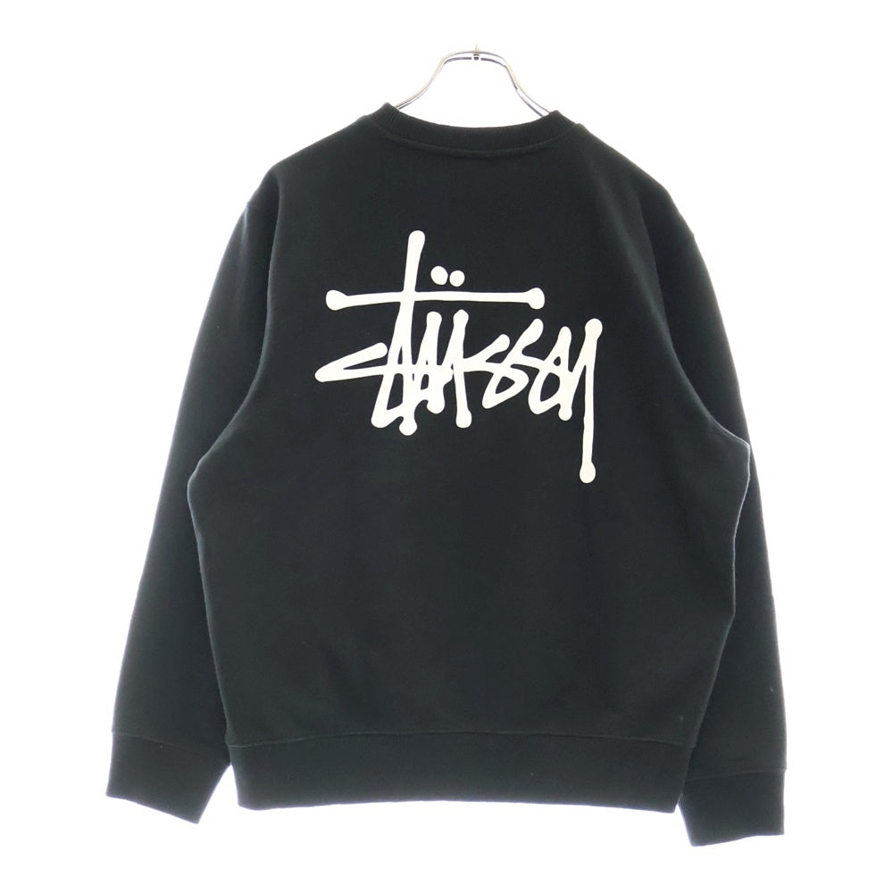 STUSSY(ステューシー) Basic Stussy Crew ベーシック ロゴプリント クルーネック スウェット トレーナー ブラック 1914649