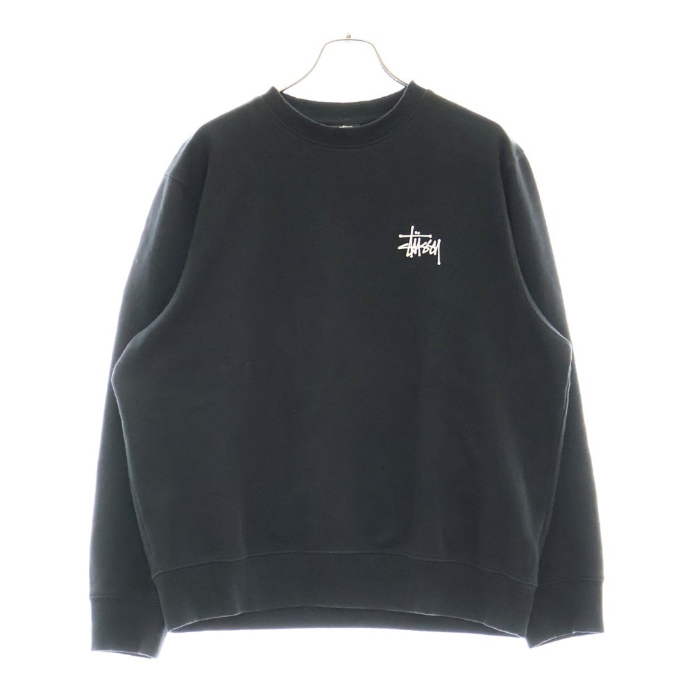 STUSSY(ステューシー) Basic Stussy Crew ベーシック ロゴプリント クルーネック スウェット トレーナー ブラック 1914649