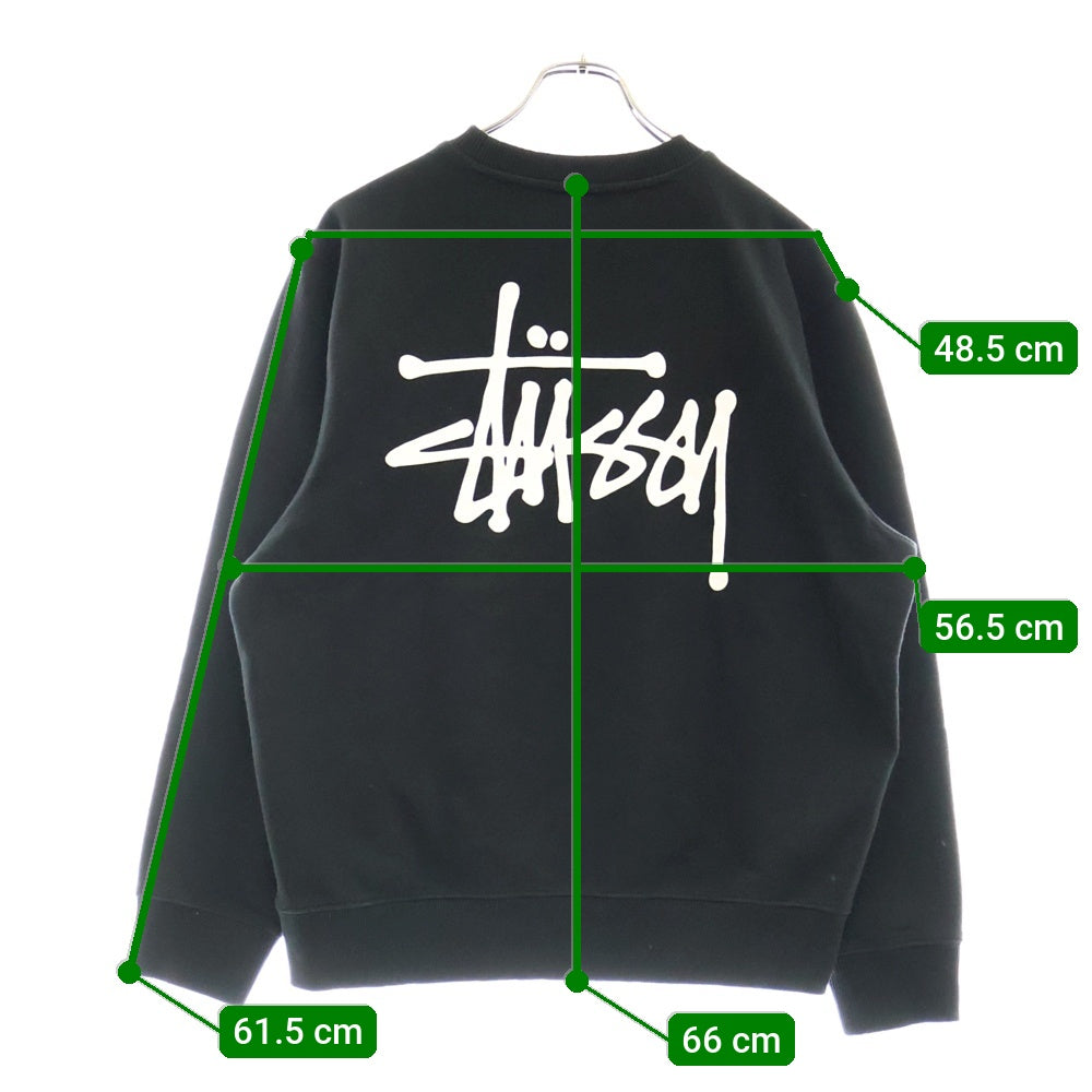 STUSSY(ステューシー) Basic Stussy Crew ベーシック ロゴプリント クルーネック スウェット トレーナー ブラック 1914649