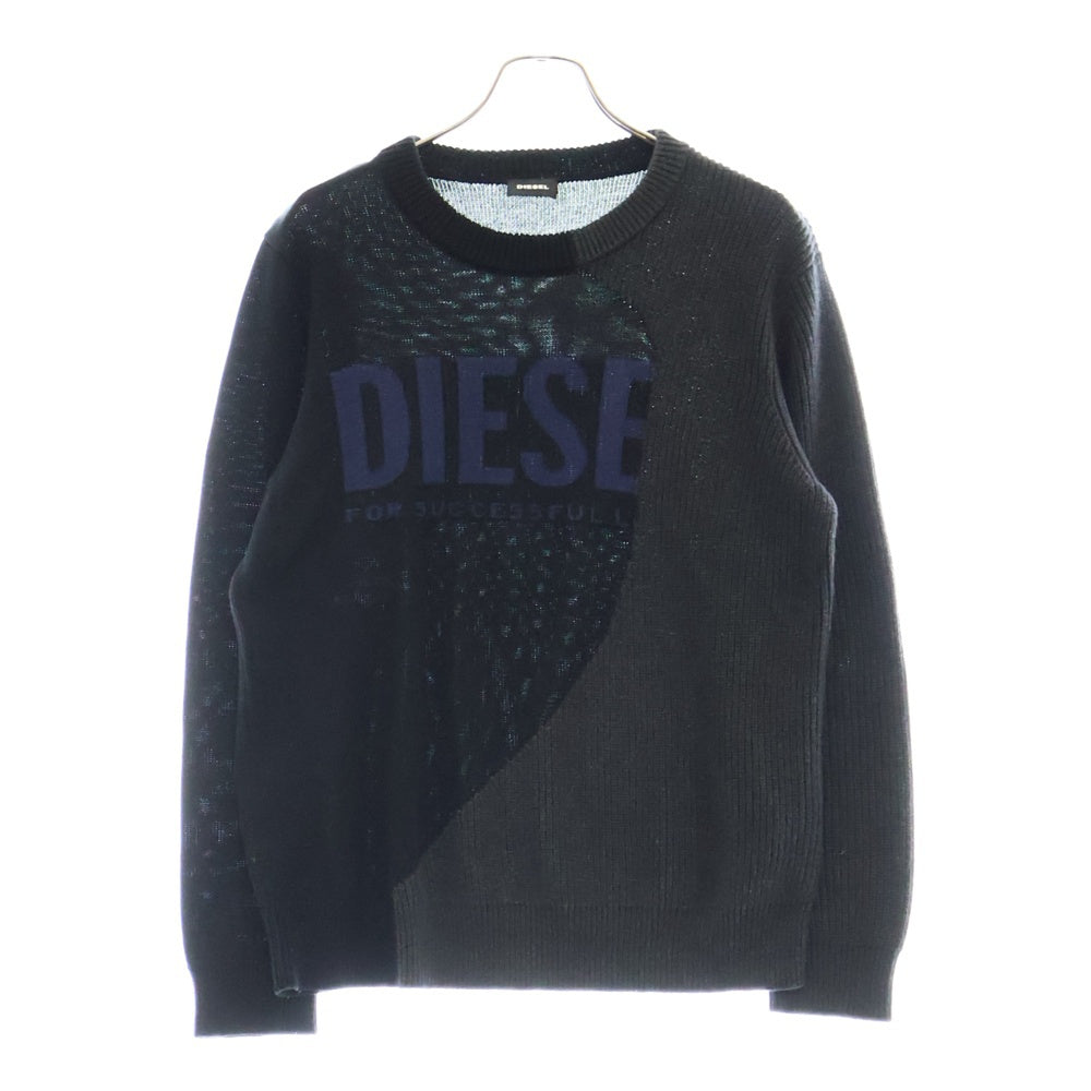 DIESEL(ディーゼル) ロゴ クルーネック ニット セーター ブラック 00SXN7