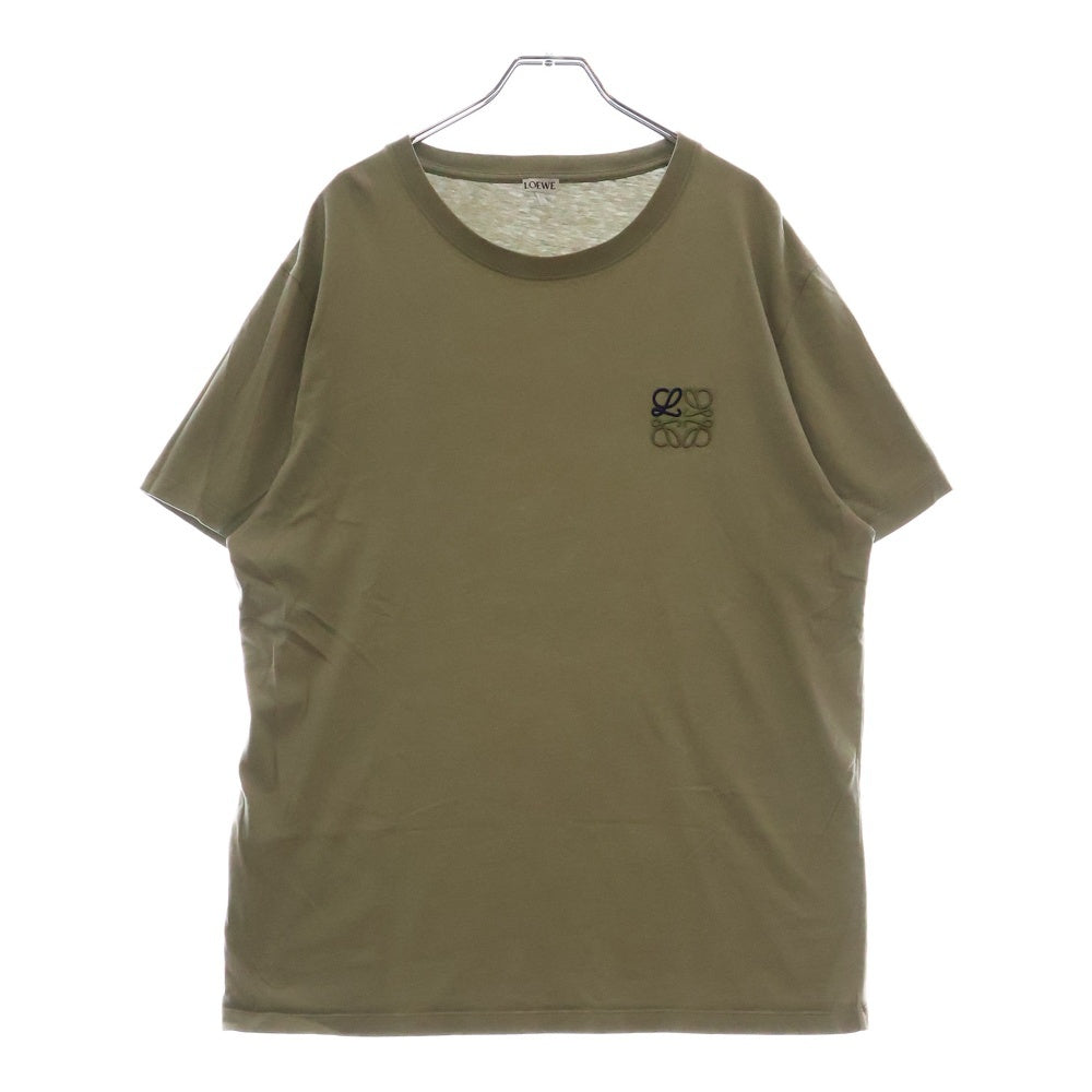 LOEWE(ロエベ) アナグラムロゴ刺繍 クルーネック 半袖Tシャツ カットソー カーキ