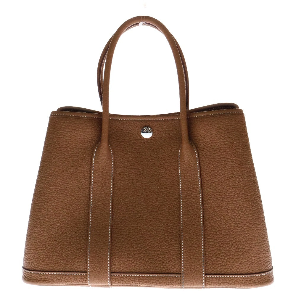 HERMES(エルメス) ガーデンパーティー TPM ゴールド ネゴンダ レザー ハンド トートバッグ ブラウン W刻印 レディース